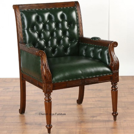 Code: CS 278-M Name: Library Arm Chair Size: W=70 x D=60 x H=102 cm Wood: Solid Mahogany With beautiful upholstery or on request any other type/color of upholstery.